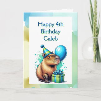  Capybara Themed Boy's Birthday Party Personalised Card