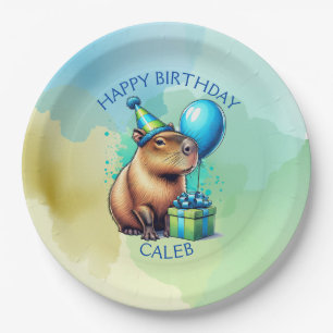  Capybara Themed Boy's Birthday Party Personalised Paper Plate