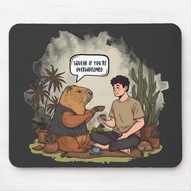 Capybara Therapy Time Squeak If You're Overwhelmed Mouse Mat (Front)