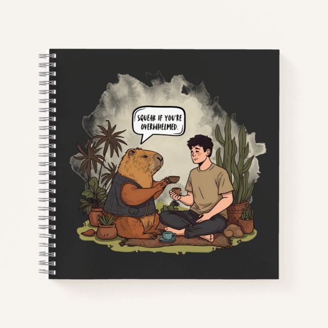 Capybara Therapy Time Squeak If You're Overwhelmed Notebook (Front)