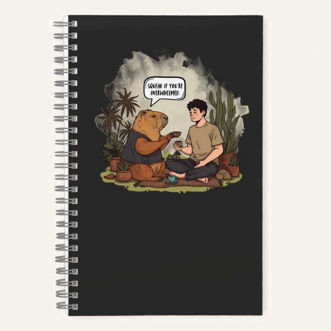 Capybara Therapy Time Squeak If You're Overwhelmed Notebook (Front)