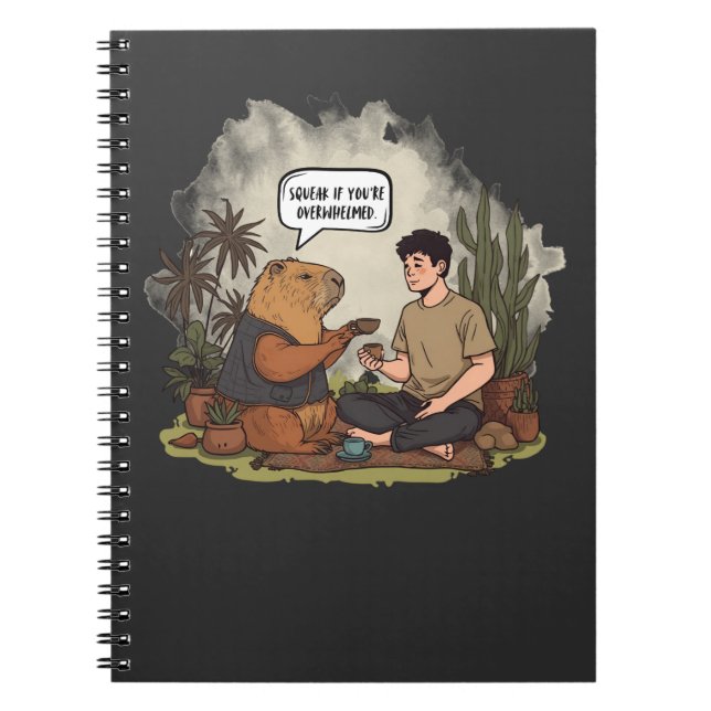Capybara Therapy Time Squeak If You're Overwhelmed Notebook (Front)