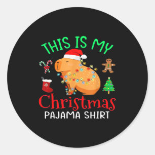 Capybara This Is My Christmas Pajama Capy Santa Me Classic Round Sticker