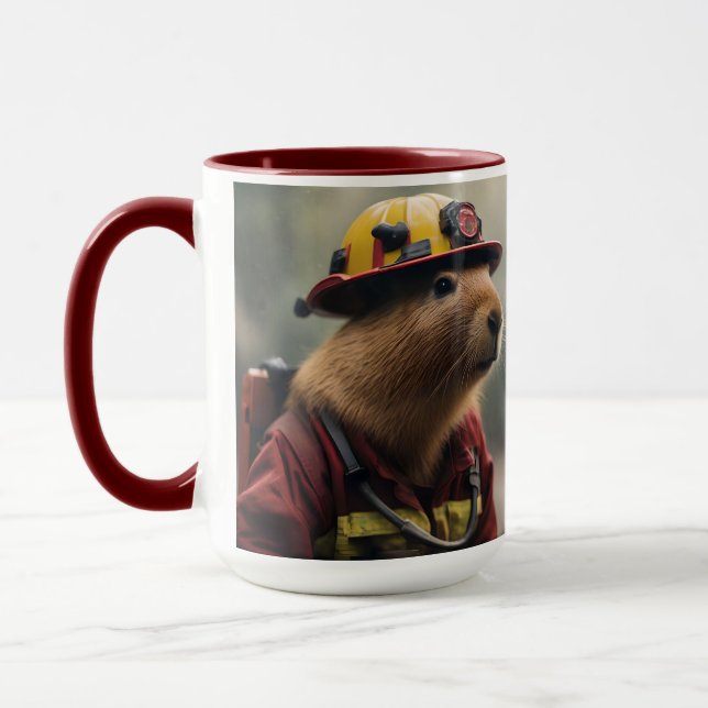"Capybara to the Rescue: Firefighter Extraordinair Mug (Left)
