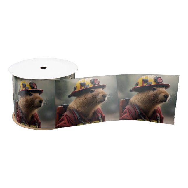 "Capybara to the Rescue: Firefighter Extraordinair Satin Ribbon (Spool)