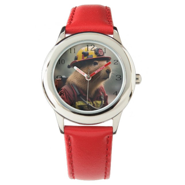 "Capybara to the Rescue: Firefighter Extraordinair Watch (Front)