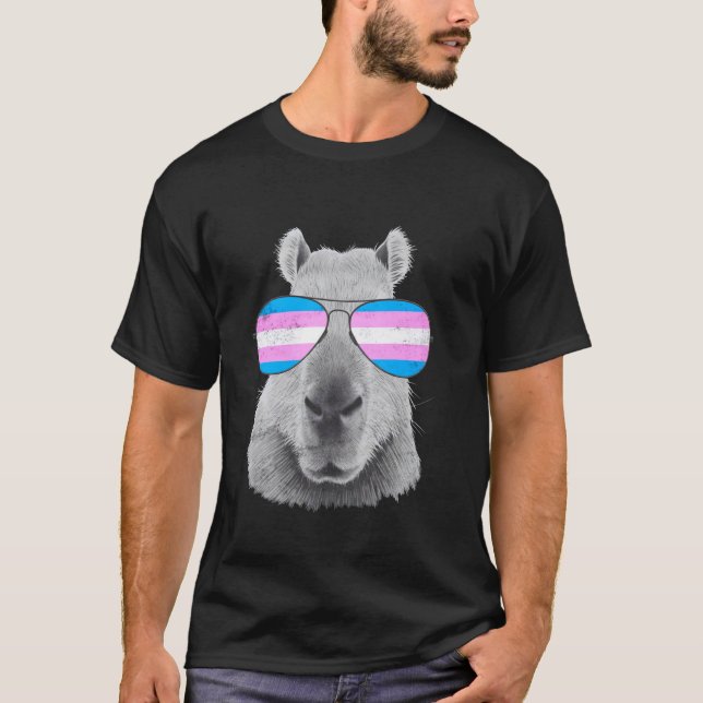 Capybara Transgender Pride Sunglasses T-Shirt (Front)