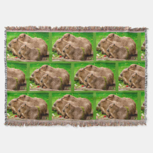 Capybara Trio Throw Blanket