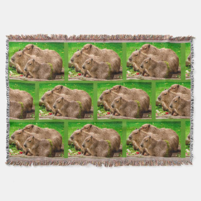 Capybara Trio Throw Blanket (Front)