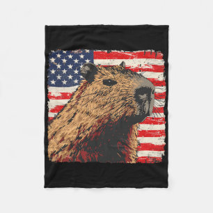 Capybara Usa Flag 4th Of July Lovers Fleece Blanket