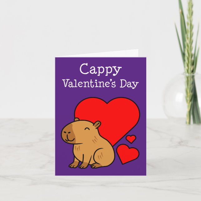 Capybara Valentine Animal Pun Cute Holiday Card (Front)