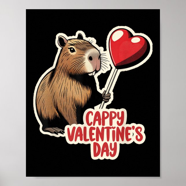 Capybara Valentine, Cappy Valentines Day, Capybara Poster (Front)