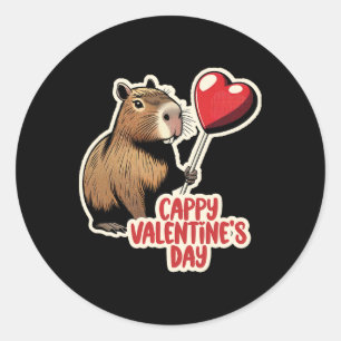 Capybara Valentine Classic Round Sticker