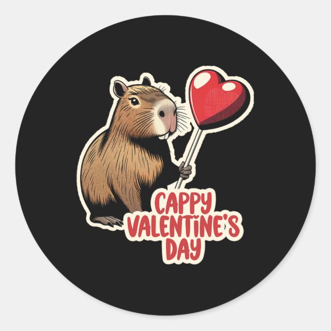 Capybara Valentine  Classic Round Sticker (Front)
