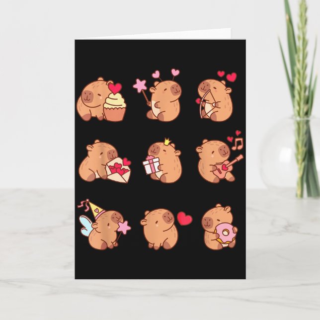 Capybara Valentine Funny Capy Animals Lovers Uni K Card (Front)