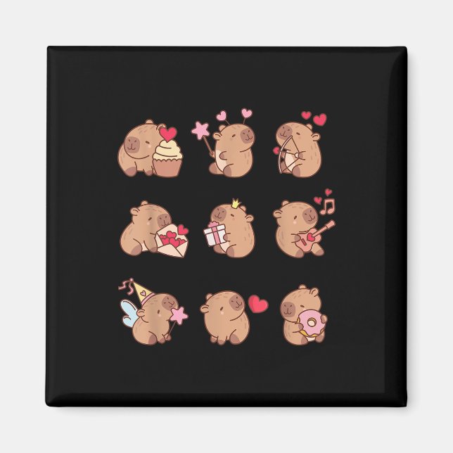 Capybara Valentine Funny Capy Animals Lovers Uni K Magnet (Front)