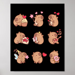 Capybara Valentine Funny Capy Animals Lovers Uni K Poster