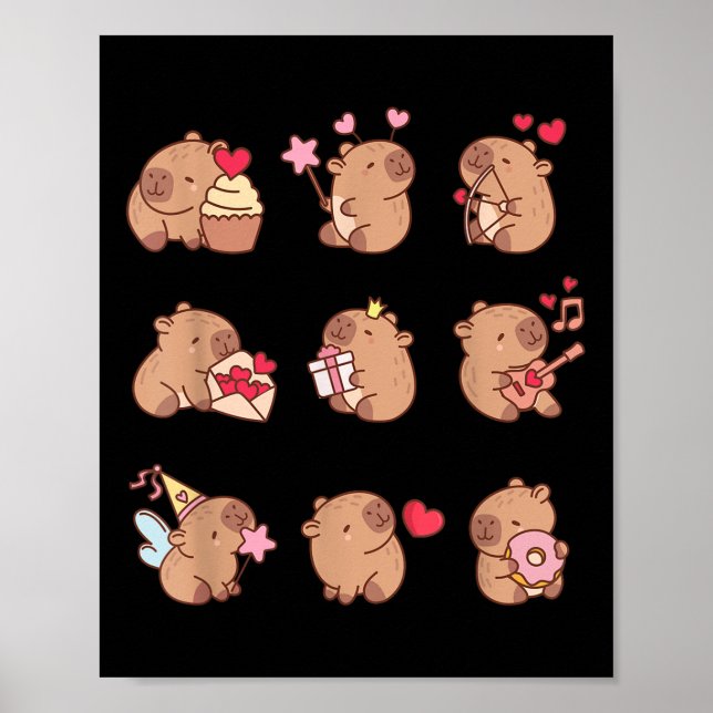 Capybara Valentine Funny Capy Animals Lovers Uni K Poster (Front)