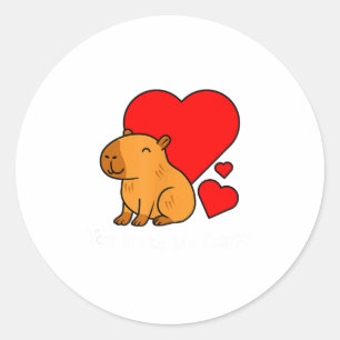 Capybara Valentines Day Pun Make Me Cappy  Classic Round Sticker