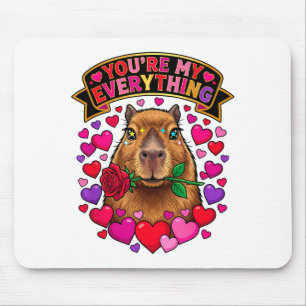 Capybara Valentines Day Rose Youre My Everything H Mouse Mat