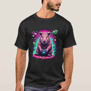 Capybara Video Games Capybara Gaming Retro Rodent  T-Shirt