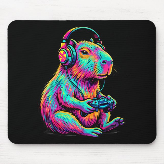 Capybara Video Games Gamer Funny Gaming Graphic Ki Mouse Mat (Front)