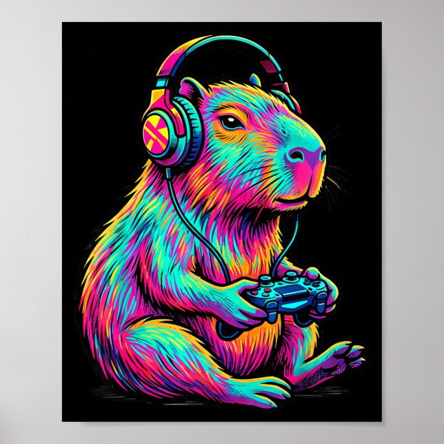 Capybara Video Games Gamer Funny Gaming Graphic Ki Poster (Front)