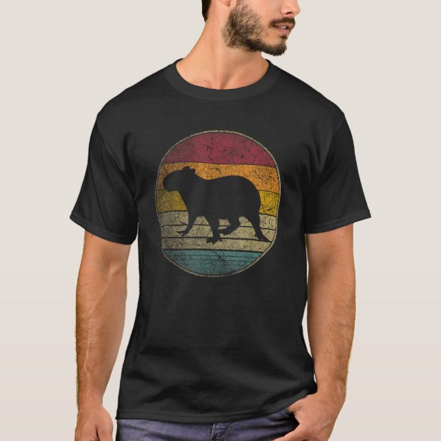 Capybara Vintage Distressed Retro Style Silhouette T-Shirt (Front)