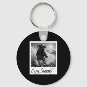 Capybara water skiing summer funny meme key ring