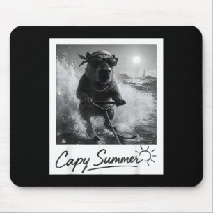 Capybara water skiing summer funny meme mouse mat