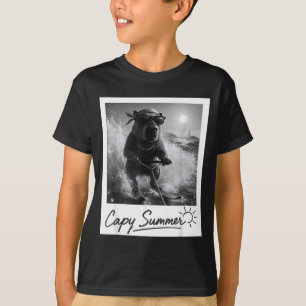 Capybara water skiing summer funny meme  T-Shirt