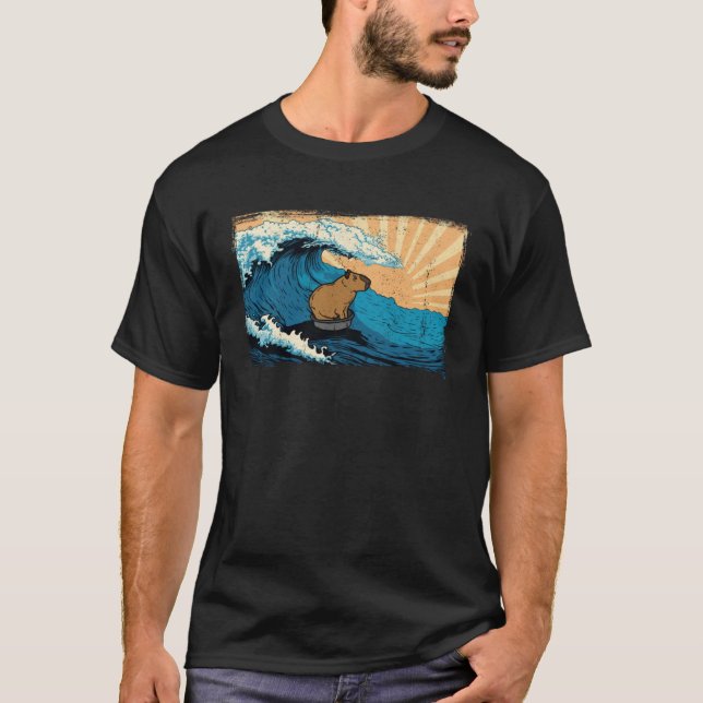 Capybara Wave  Surfing Rodent Animal T-Shirt (Front)