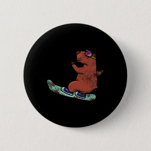 Capybara Whisperer Snowboarding Snow Winter Sport 6 Cm Round Badge