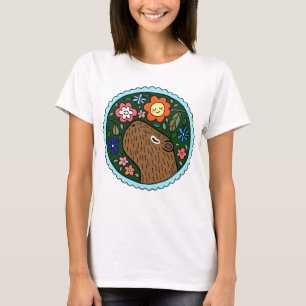 Capybara with Flowers Cute Capybara Graphic T-Shirt