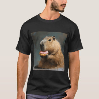 Capybara With Pink Doughnut  T-Shirt