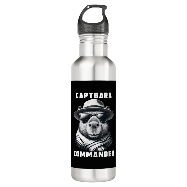 Capybara With Sunglasses Capy Commander 710 Ml Water Bottle (Front)