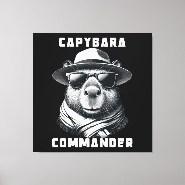 Capybara With Sunglasses Capy Commander Canvas Print (Front)