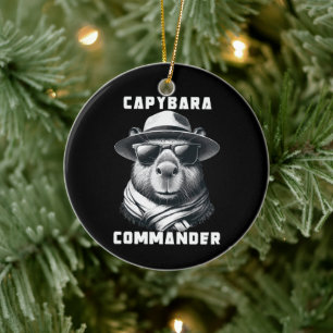 Capybara With Sunglasses Capy Commander Ceramic Tree Decoration