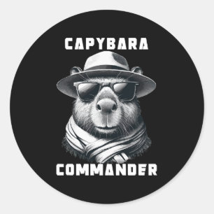 Capybara With Sunglasses Capy Commander Classic Round Sticker