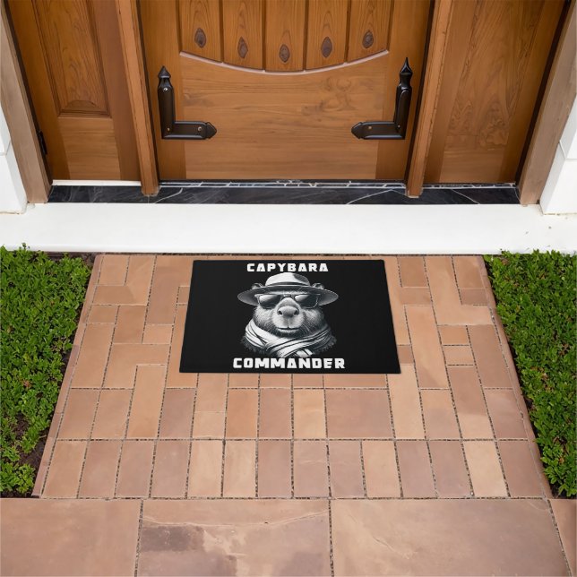 Capybara With Sunglasses Capy Commander Doormat (Outdoor)