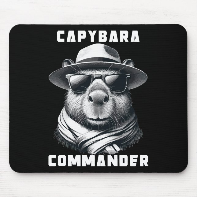 Capybara With Sunglasses Capy Commander Mouse Mat (Front)
