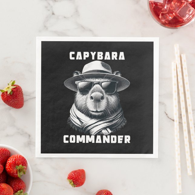 Capybara With Sunglasses Capy Commander Napkin (Insitu)