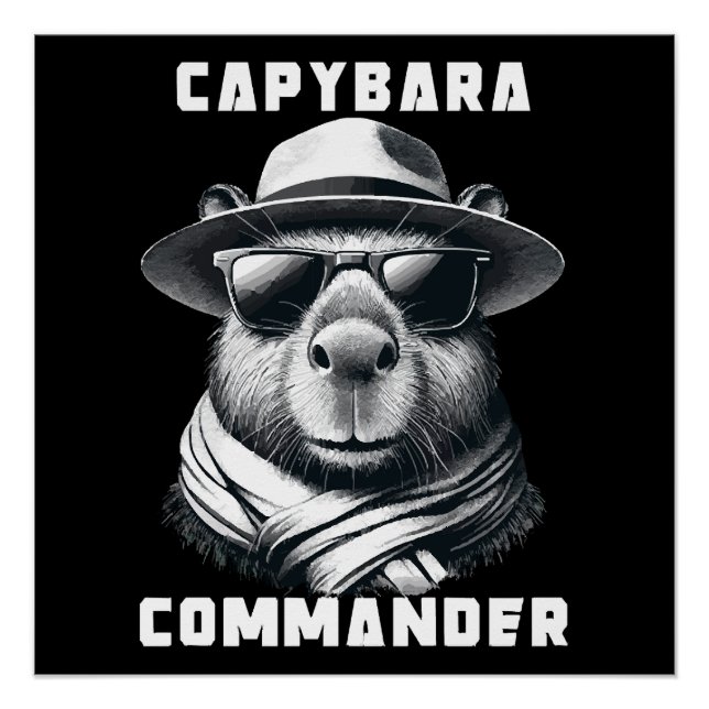 Capybara With Sunglasses Capy Commander Poster (Front)