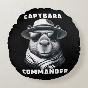 Capybara With Sunglasses Capy Commander Round Cushion