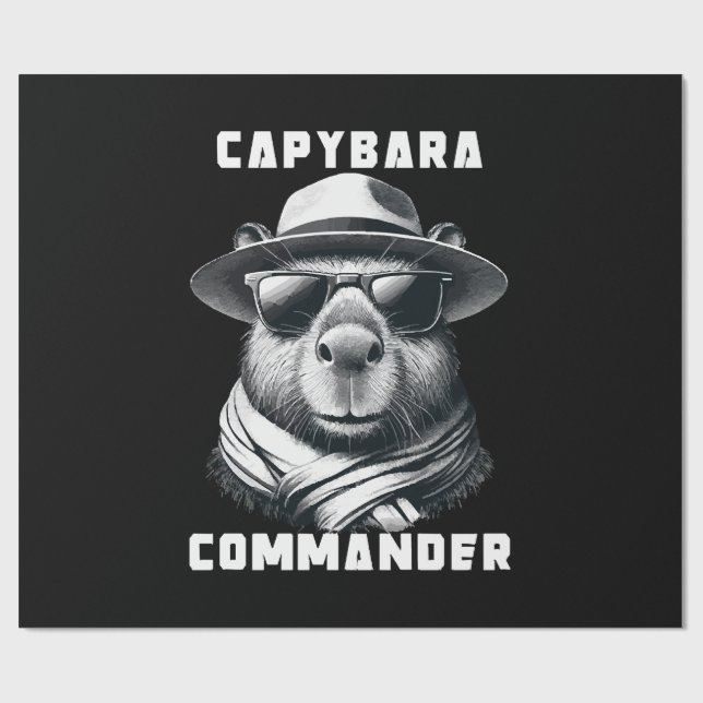 Capybara With Sunglasses Capy Commander Wrapping Paper (Flat)