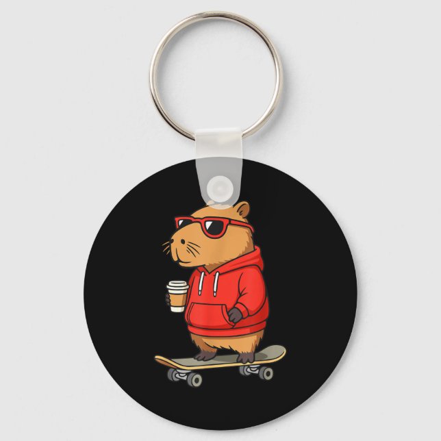 Capybara With Sungles Skater Capy  Key Ring (Front)