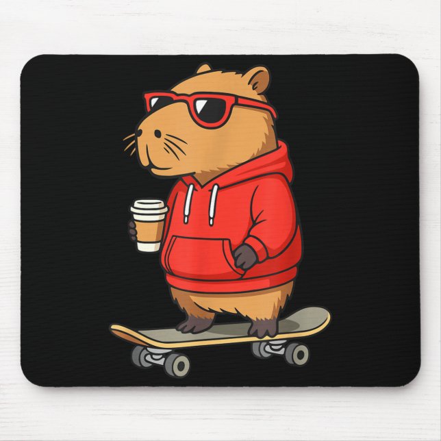 Capybara With Sungles Skater Capy  Mouse Mat (Front)