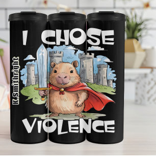 Capybara with Sword and Castle Thermal Tumbler