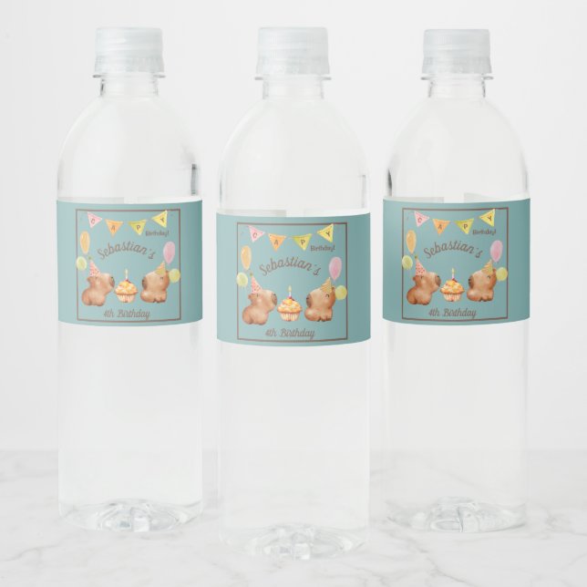 Capybara Wonderland Water Bottle Label (Bottles)
