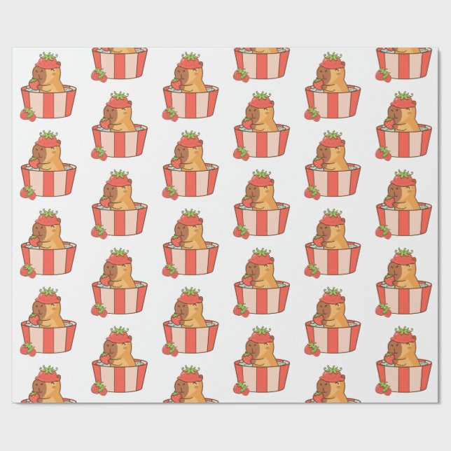 Capybara Wrapping Paper | Cute Animal Gift Wrap  (Flat)